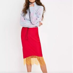 UO Molly Silky Lace Trip Slip Skirt
